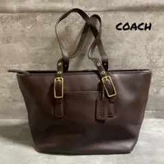 COACH コーチ ビジネスバッグ トートバッグ シボ革 ブラウン茶色