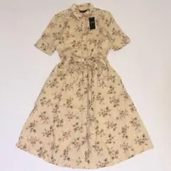 【新品未使用タグ付】ローレンラルフローレン 半袖ワンピース 総柄 花柄 リネン混
