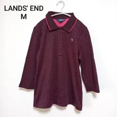 LANDS' END　ランズエンド　ドット　たぬき　ポロシャツ　七分丈　Мのサムネイル