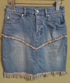 デニムミニスカート　フリンジ付き