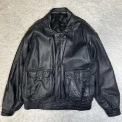 90s レザージャケット　A-2 フライトジャケット　本革　黒　美品 XL相当