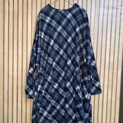 ネイビー チェック柄 五分袖 チュニック 大きいサイズ レディース