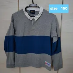 Chimney Athletic ラガーシャツ グレー×ブルー　size150