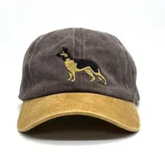 ⭐︎新品 オリジナル 刺繍 ベースボール キャップ 犬 シェパード ２トーン 茶