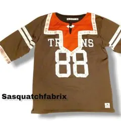 レア　サスクワッチファブリックス ラガーシャツ風 × チャイナ風　Tシャツ　Мのサムネイル