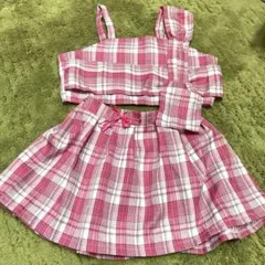 ⭐︎ダンス衣装　ピンク チェック柄 セットアップ160サイズ