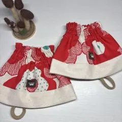 SA-32 う早この布 綿麻ポピーポピー柄ショートアームカバー♩オレンジレッド