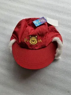 プーさん 赤耳付きキャップ