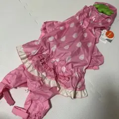 クリエイティブヨーコ　新品　犬服　レインコート　カッパ　合羽　イチゴ　SMのサムネイル