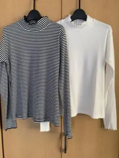 coen 2枚セット　メローリブタートルネック　ロンT