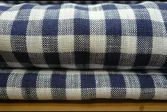A349・麻100%・ギンガムチェック・ネイビー2m・薄地