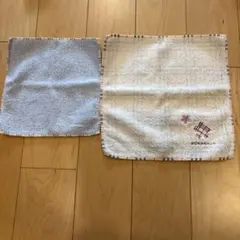 BURBERRY バーバリー　タオル　ハンカチ 水色 白 花柄刺繍