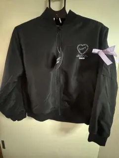 女児　ガールズ　ブラック ジップアップジャケット　160cm