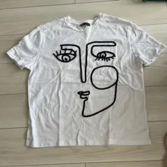 ZARA 顔イラスト ホワイト Tシャツ 【Mサイズ】