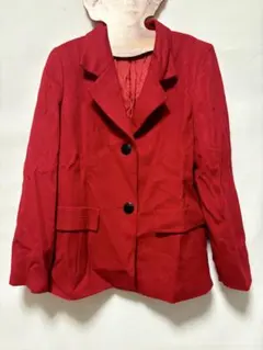古着屋　レトロ　ヴィンテージ　80s モダン　赤色 ボタン付き ジャケット