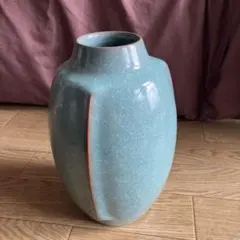 アンティーク青緑色 陶器 花瓶 ひび割れ風仕上げ アンティーク青緑色 陶器 花瓶 ひび割れ風仕上げ - メルカリ