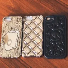 iPhoneSEケース 3点セット シルバー、ブラック
