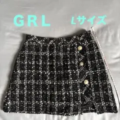GRL インパン裏地付ツイード台形ミニスカート