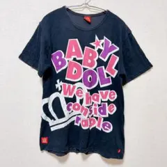 【大人気デザイン】BABY DOLL Tシャツ【L】シャツ 黒 王冠 ビッグロゴ
