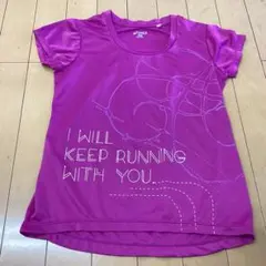 J2193 ASICS パープル　S Tシャツ メッセージ入り