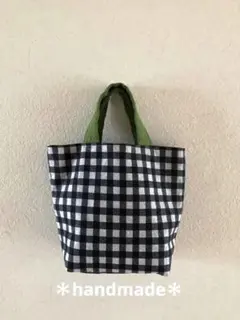 コットンリネンバッグ　ミニバッグ　サブバッグ　買い物バッグ　ハンドメイド