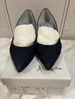 お買得★銀座かねまつ★Kanematsu★ネイビー 23.5★パンプス★スエード