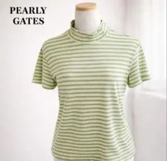 PEARLY GATES パーリーゲイツ グリーンボーダー ハイネック 半袖