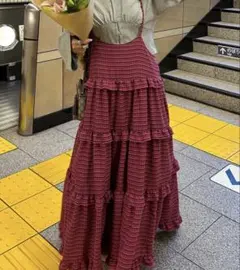 Alley by wcloset 赤と黒のチェック柄キャミワンピース