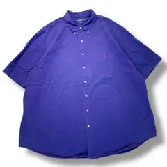 F168【即購入OK】Ralph Laurenボタンダウン半袖シャツ　3XL　紺