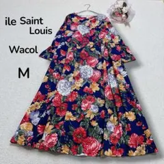 【ワコール】フロントボタン　総花柄　カットソーロングワンピース　ルームウェア　Mのサムネイル