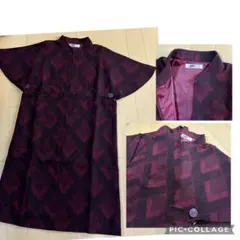 昭和レトロ70sヴィンテージ　オンワード　チュニックワンピース　ダイヤチェック
