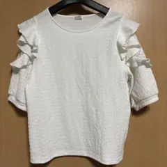 C・O・L・Z・A フリル　袖レース　ホワイト　五分袖トップス　M