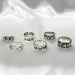 【M4】ユニセックス　シルバーリング925刻印 6点