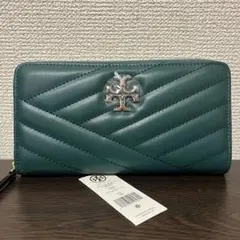 【未使用】Tory Burch トリーバーチ 長財布 キラシェプロン グリーン 未使用】Tory Burch トリーバーチ 長財布 キラシェプロン グリーン
