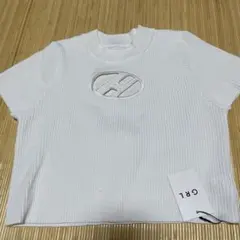 GRL Hロゴ刺繍 リブニット 半袖 ホワイト F