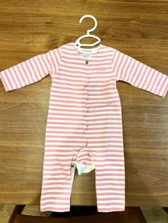 ピンクと白のボーダーロンパース 6ヶ月