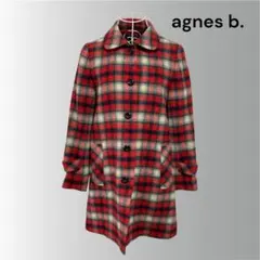 agnes b. チェスターコート チェック　ウール