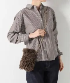 【新品】CARUS   カルス　ファーポシェット　ブラウン カルスのムートン ミニショルダーバッグ | 送料無料|BROWN | AURA