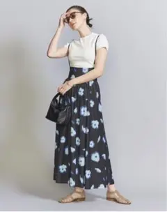 【美品・タグ付き】BEAUTY&YOUTH ぼかしフラワー キャミスカート