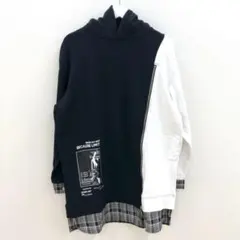 セマンティックデザイン パーカー M 黒 白 バイカラー モード ストリートのサムネイル
