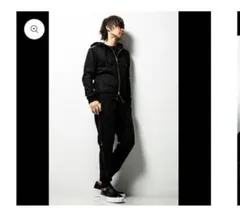 INORAN別注セットアップ ストレッチスエード フーディ&ジョガーパンツ 黒のサムネイル