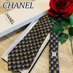 N844 新品未使用 シャネル 刺繍 ココマーク ストライプ ネクタイ
