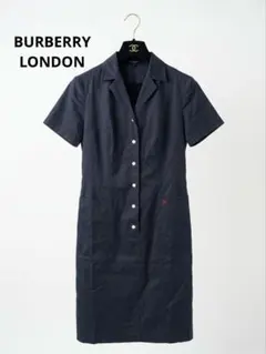 BURBERRY LONDON シャツワンピース 半袖 ネイビー 40 三陽商会
