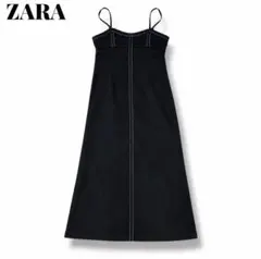 【美品】ZARA ステッチデザイン キャミワンピース ブラック