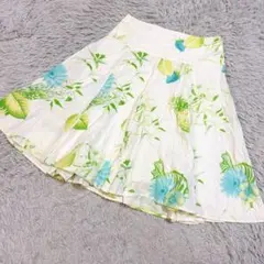 【美品】ZARA BASIC トロピカル フルーツ柄 コットン フレアスカートのサムネイル
