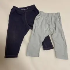 80サイズ　レギンス　パンツ　ズボン　2本セット　デニム　水色　ユニクロ GU