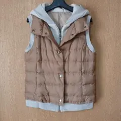 roga ブラウン フード付き ダウンベスト美品