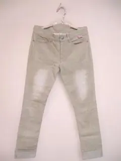 メゾピアノ デニムパンツ ハート刺繍 ラインストーン付 M150cm ベージュのサムネイル