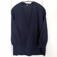 無印良品　七分丈コットンカーディガン　ネイビー　Lサイズ