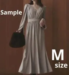 タグ付　マーメイドフレアスリーブワンピース　ラベンダー　M